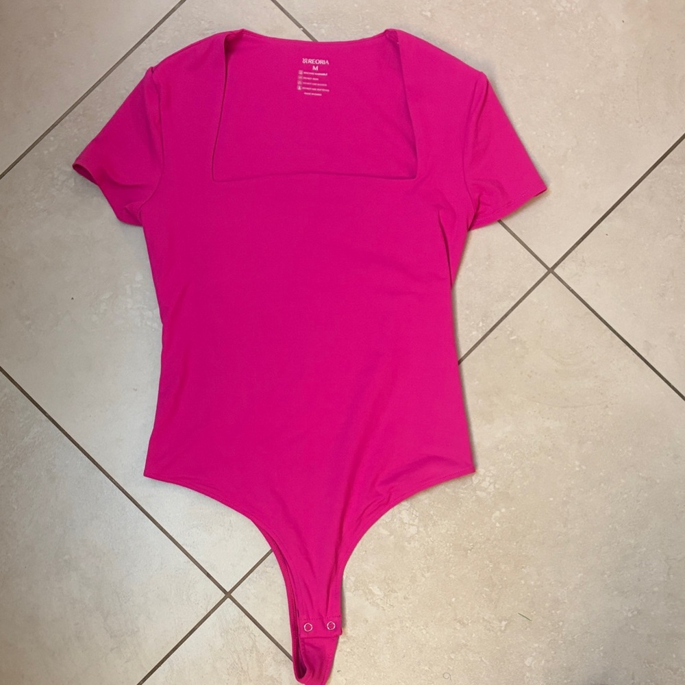 ReoRia Hot Pink Square Neck Bodysuit